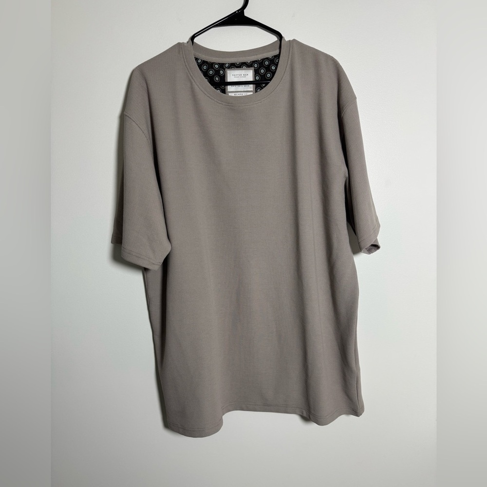 Cactus Man Ricky Singh Waffle Knit Tee XL Taupe Relaxed Fit